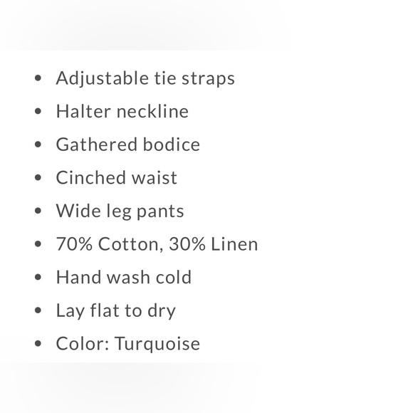 Turquoise Halter Linen Jumpsuit - Picture 4 of 6